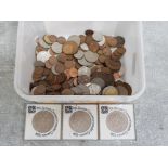3 Xth British commonwealth games 1974 coins in original cases together with a tub containing a large