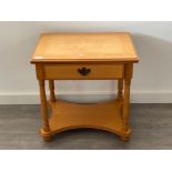 Solid wood side table with drawer 61cm x 61cm x 46cms