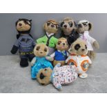 Crate containing 8 different collectable Meerkat cuddly toys