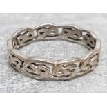 Silver celtic design band ring, 3.4g size Y