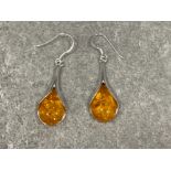 Pair of Silver Amber style drop earrings stamped 925