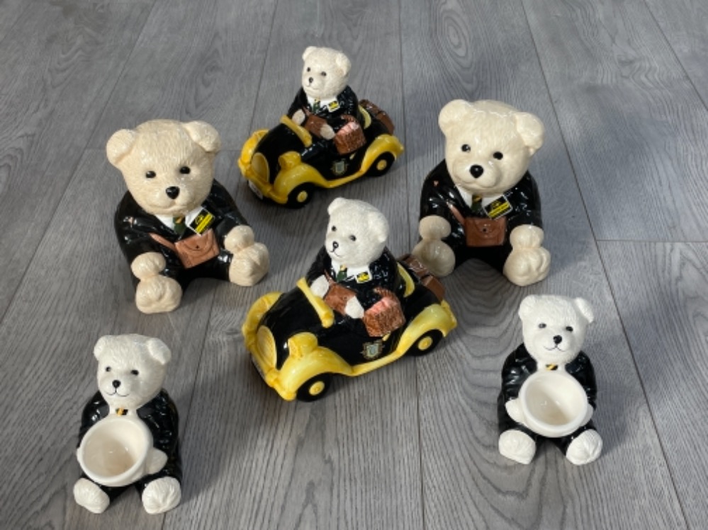 Ringtons Bear money boxes x4 and 2 x Ringtons Bear eggcups