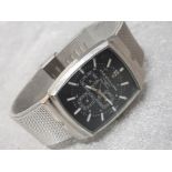 Christin Lars diamond chronograph mens mesh wristwatch, in original box