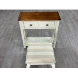 Hall table with 2 drawers and a padded stool