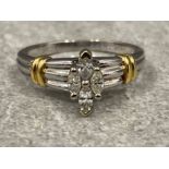 Ladies 18ct white gold Diamond ring. Featuring 4 Marquise Diamonds 3.74g size N