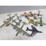 A total of 11 diecast model planes by Corgi includes the Boeing B29, p47 Thunderbolt, spitfire etc