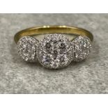 18ct gold Diamond cluster ring. .75cts size L 3.14g