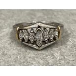 Ladies 14ct white gold Diamond ring. Comprising of 7 Marquise approx .48ct diamonds set across the