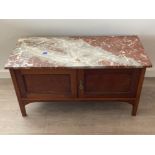 Marble top hall cupboard 107cm x 57cm x 48cms (top needs attention)