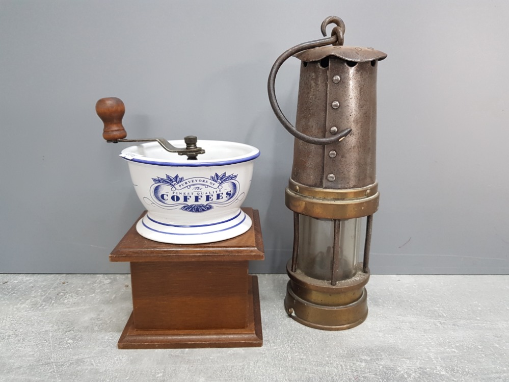 Vintage Patterson miners lamp together with a whittard of Chelsea coffee grinder - Image 2 of 2