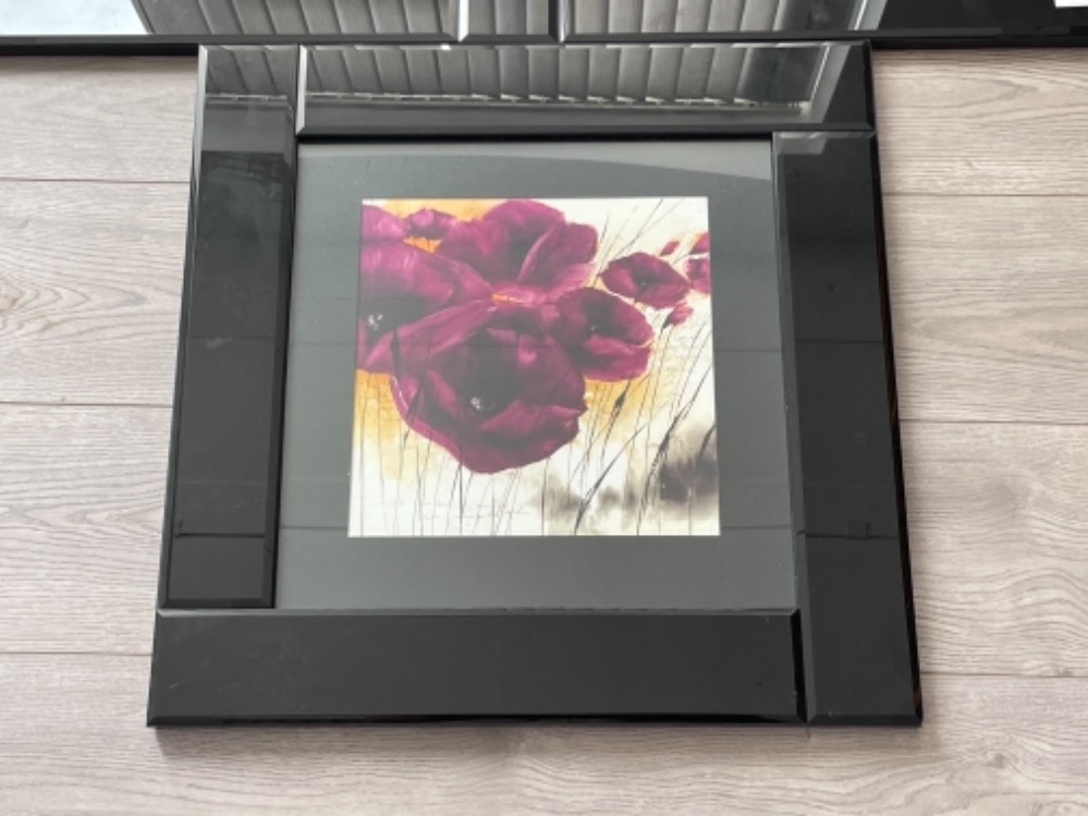 3 x framed flower pictures - Bild 2 aus 2