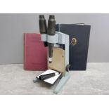 Vintage Bausch and Lomb U.S.A Microscope together with 2 hardback books Organic chemistry and the