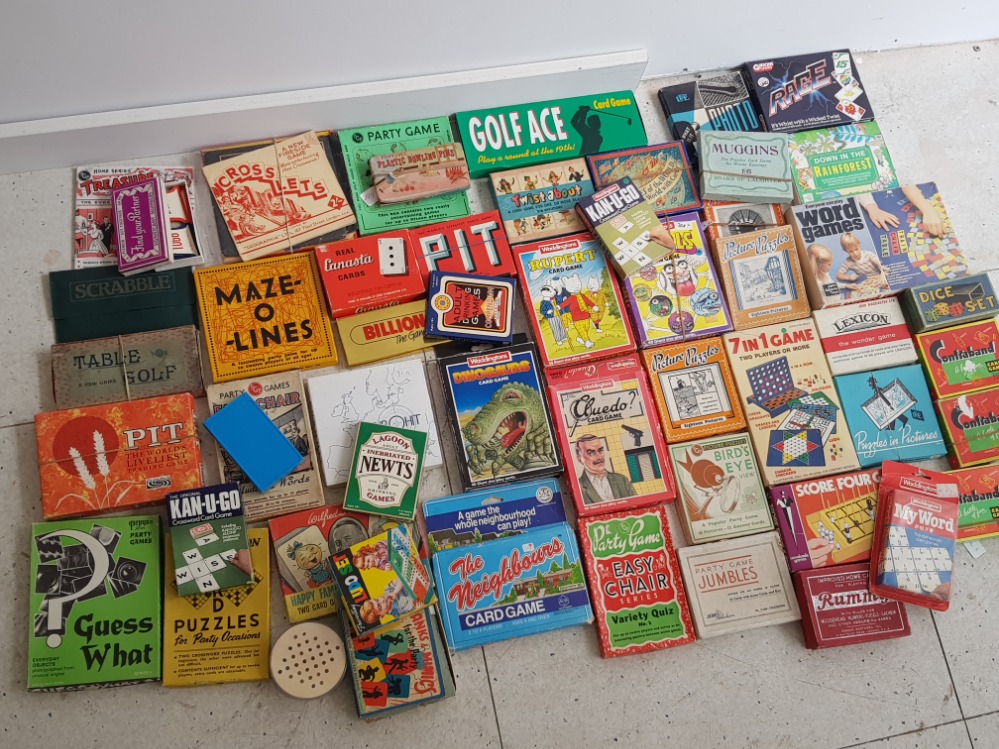 Crate containing a large Quantity of miscellaneous puzzle and card games