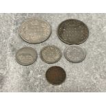 2 Edwardian silver Indian rupees and others