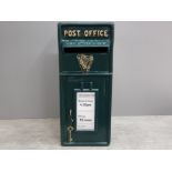 Large cast metal irish postbox, with Guinness symbol to front with keys 57x24x35cm