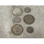 3 x Indian silver rupees (1918 x2) 1919 and 3 x Indian silver 1/4 rupees