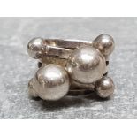 Silver abstract bead ring size N, 12.6G
