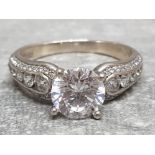 Silver CZ solitaire ring size R, 4g