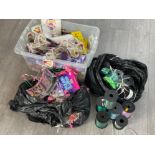 Large box of wedding decorations, banners strings etc