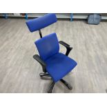 Blue office ergonomic chair with head rest