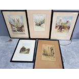 5 framed colour engraving prints includes 2 by Featherstone Robson and 2 similar by Chas etc