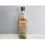 Folk art wooden sculpture, crucifix and supports in a bottle, R.A.O.B, Royal Antediluvian order of