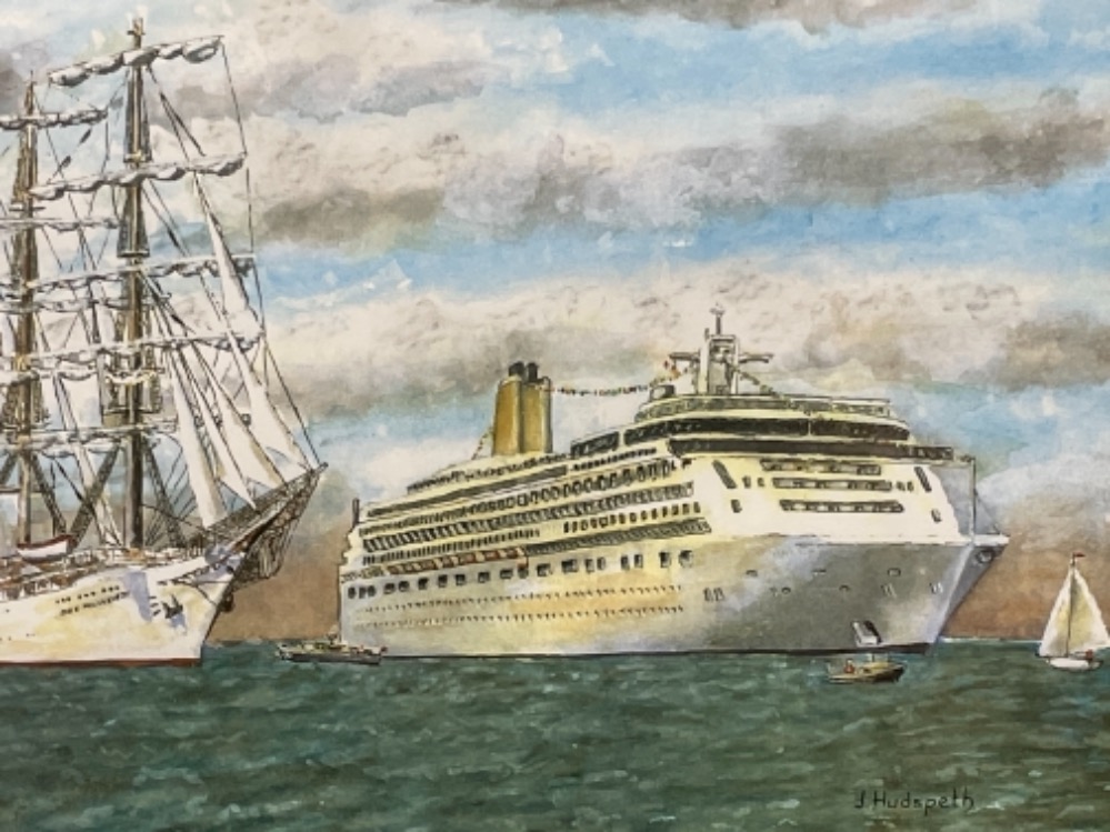 J Hudspeth signed print of P & O “Aurora” leaving Southampton on her maiden voyage - Bild 2 aus 3