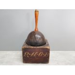 Antique wooden ceremonial shaker/rattle marked with the initials R.A.O.B, Royal Antediluvian order