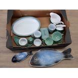 Box of Denby dinnerware etc plus 2 large fish dishes