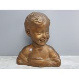 Large painted gilt child bust 33x29cm