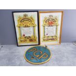 Pair of Genuine Grand Lodge of England initiation certificates for membership of Buffaloism, Whitley