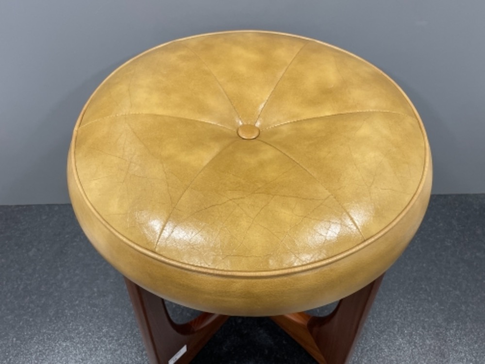 Teak leather top foot stool - Bild 2 aus 2