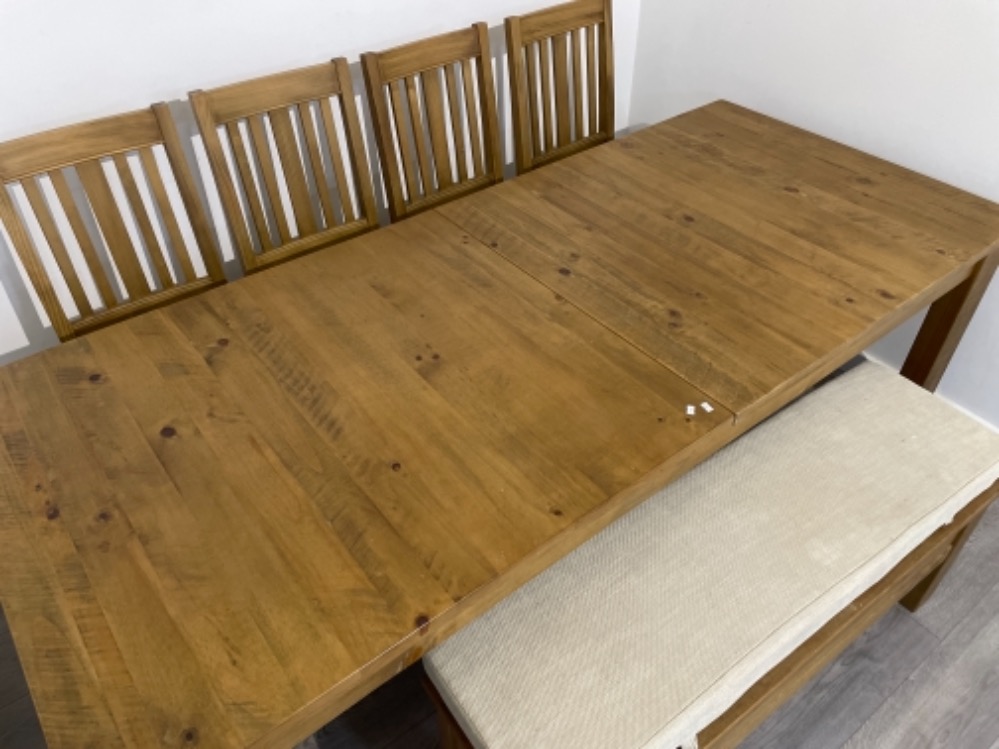 Stunning solid Oak dining table with 4 chairs and a boxed bench - Bild 2 aus 3