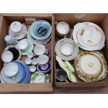 2 boxes of mixed china and dinnerware includes coalport and Paragon Victoriana rose cup and