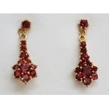 Pair of 9ct gold Garnet earrings, 4.3g gross