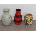 3 large vases to include Denby, Staffordshire and a west german lava vase