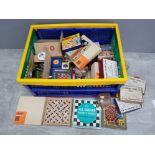 Large box containing vintage puzzles mainly wooden, highly collectable