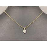 9ct gold diamond cluster pendant and chain 4grams