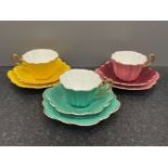 Royal Stuart trio set, cup, saucer and plate x3