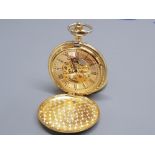 Gents automatic gilt metal pocket watch with skeleton face and back