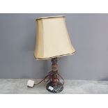 Moroccan pottery candlestick table lamp with shade