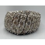 Ladies 9ct white gold Diamond cluster ring. Featuring 45 round brilliant cut diamonds all claw