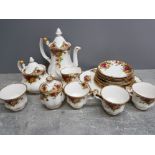 18 pieces of Royal Albert old country roses tea china includes teapots, cups and saucers etc