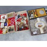 3 boxes of miscellaneous costume jewellery, simulated pearls, dress rings, brooches etc