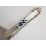 Narrow rectangular shaped hall mirror in cream with carved floral and bark effect frame, 132cm x