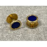 Original 18ct gold Deaking and Francis stud/cuff links Lapis Lazuli Inlay 5.7g fully signed and