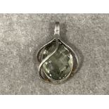 Silver and green quartz pendant