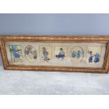 Early 20th century drawings by W Smedley of dutch scenes 83x29cm