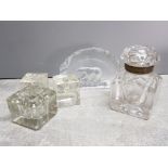 EDA Kristall sweden polar bear glass sculpture together with 3 finnish ice cube candle holders and