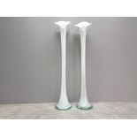 A near pair of Jack in th Pulpit tall slender vases, tallest measures 86cm high.